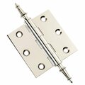 Embassy 3 x 3 Solid Brass Hinge, Polished Nickel Finish with Steeple Tips 3030US14S-1